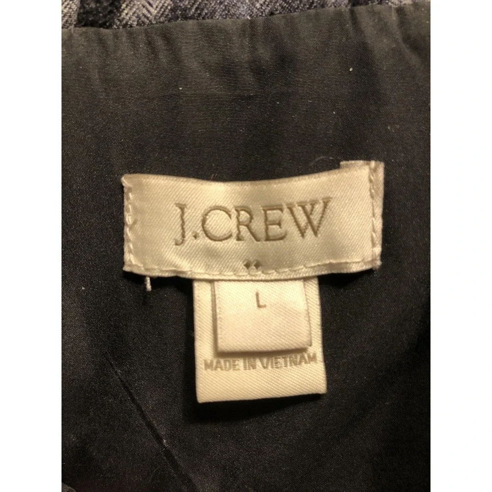 J. Crew Vest Womens Large Gray Black Plaid Quilted Down Puffer Outdoor